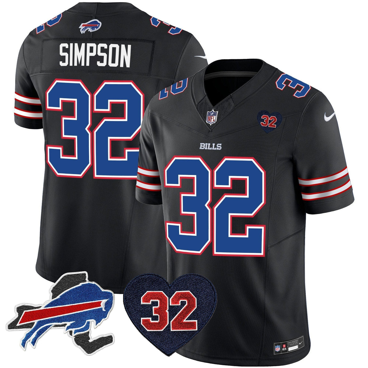 Men Buffalo Bills O.J. Simpson Patch Vapor Limited Jersey All Stitched