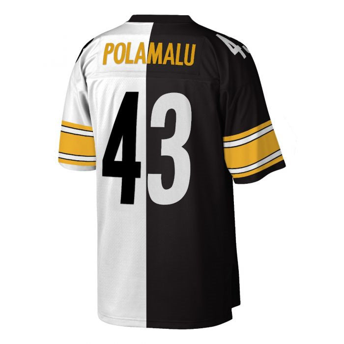 P.Steelers #43 Troy Polamalu White/Black Replica Limited Split Stitched American Football Jerseys