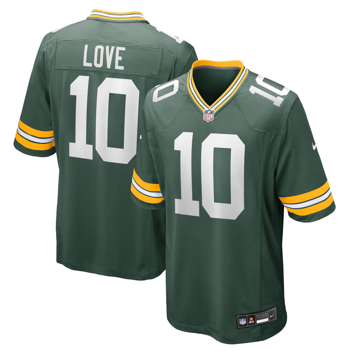 Green Bay Packers Jordan Love Green Player Game Jersey
