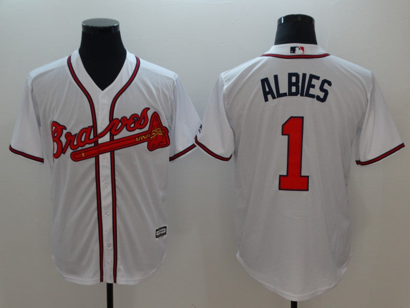Men's Atlanta Braves Ozzie Albies #1 White Replica Player jersey