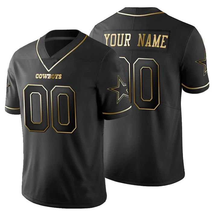 Custom1 Dallas Cowboys Black Golden Edition Vapor Limited Jersey1 Stitched  Football Jerseys