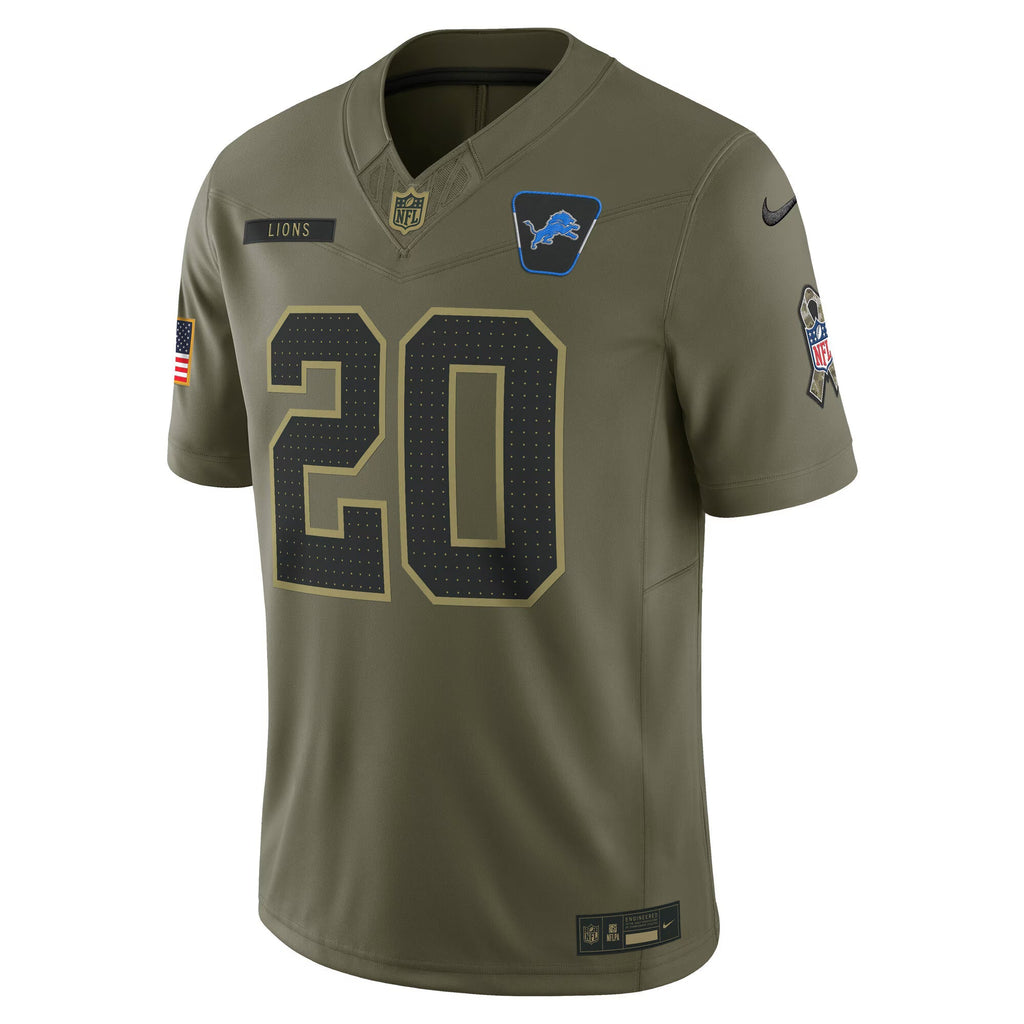 Detroit Lions Barry Sanders Olive 2025 Salute to Service Retired Limited Jersey