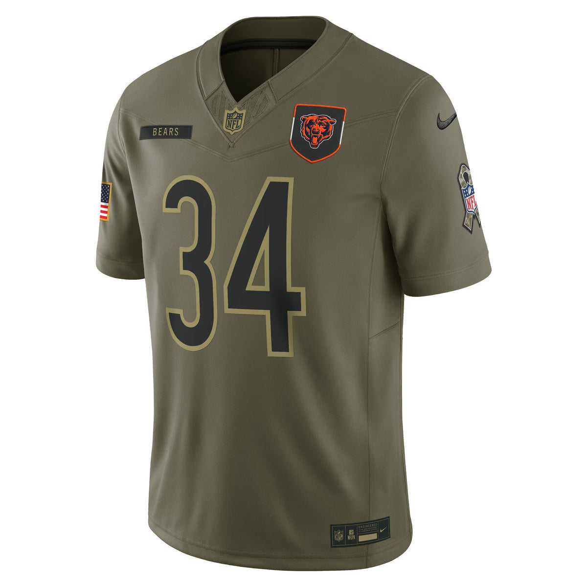 Chicago Bears Walter Payton Olive 2025 Salute to Service Retired Limited Jersey