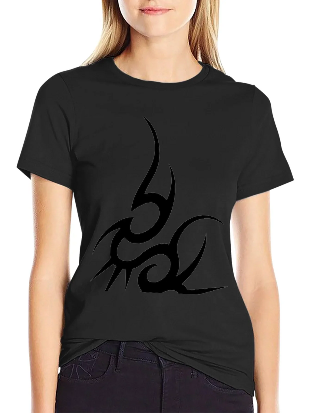 Tribal Tattoo Graphic Print Black T-Shirt