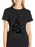 Tribal Tattoo Graphic Print Black T-Shirt