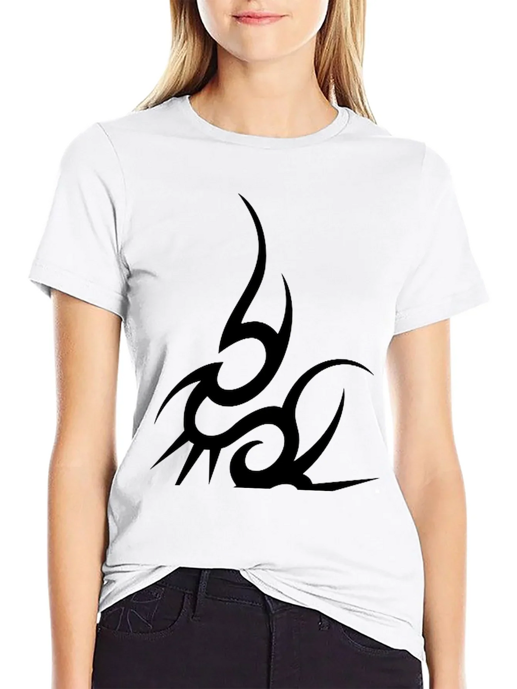 Tribal Tattoo Graphic Print Black T-Shirt