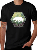 Geometric Bear Graphic Tee - Modern Style