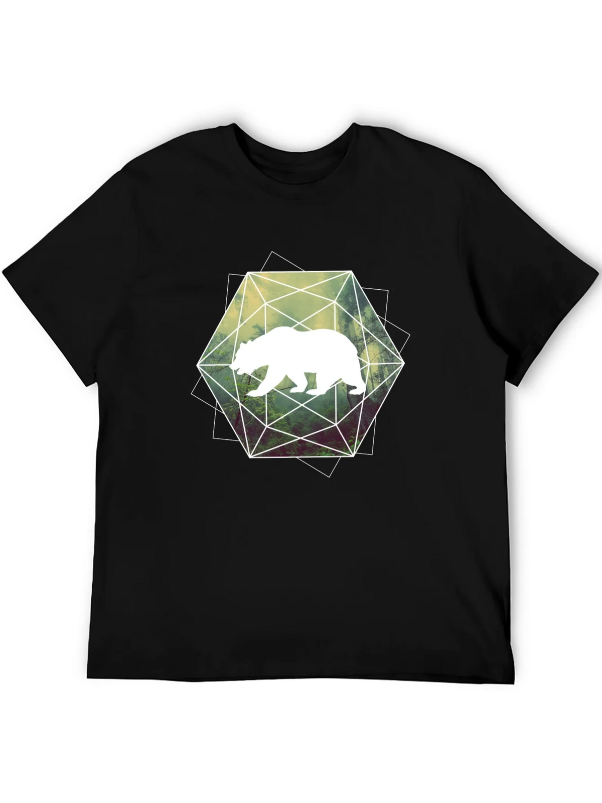 Geometric Bear Graphic Tee - Modern Style