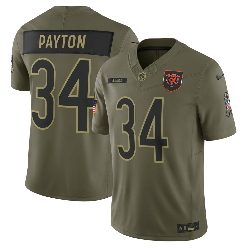 Chicago Bears Walter Payton Olive 2025 Salute to Service Retired Limited Jersey