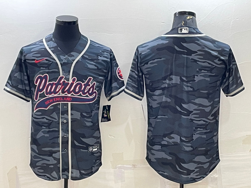 Men's New England Patriots Grey Camouflage Blank jersey