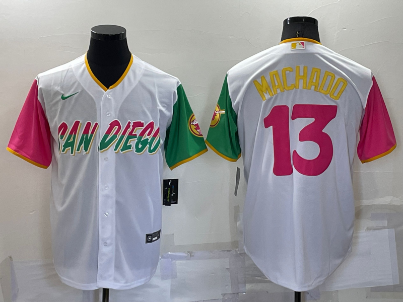 Men's San Diego Padres Manny Machado #13 White Player Game jersey