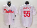 Men's Philadelphia Phillies Ranger Suarez #55 White Home Replica Player Jersey1