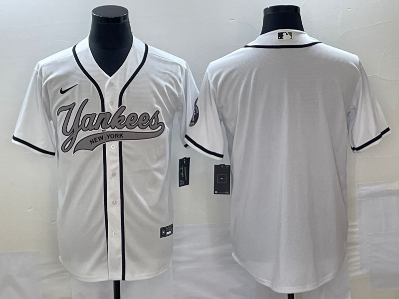 Men's New York Yankees White Replica Blank jersey Joint Edition