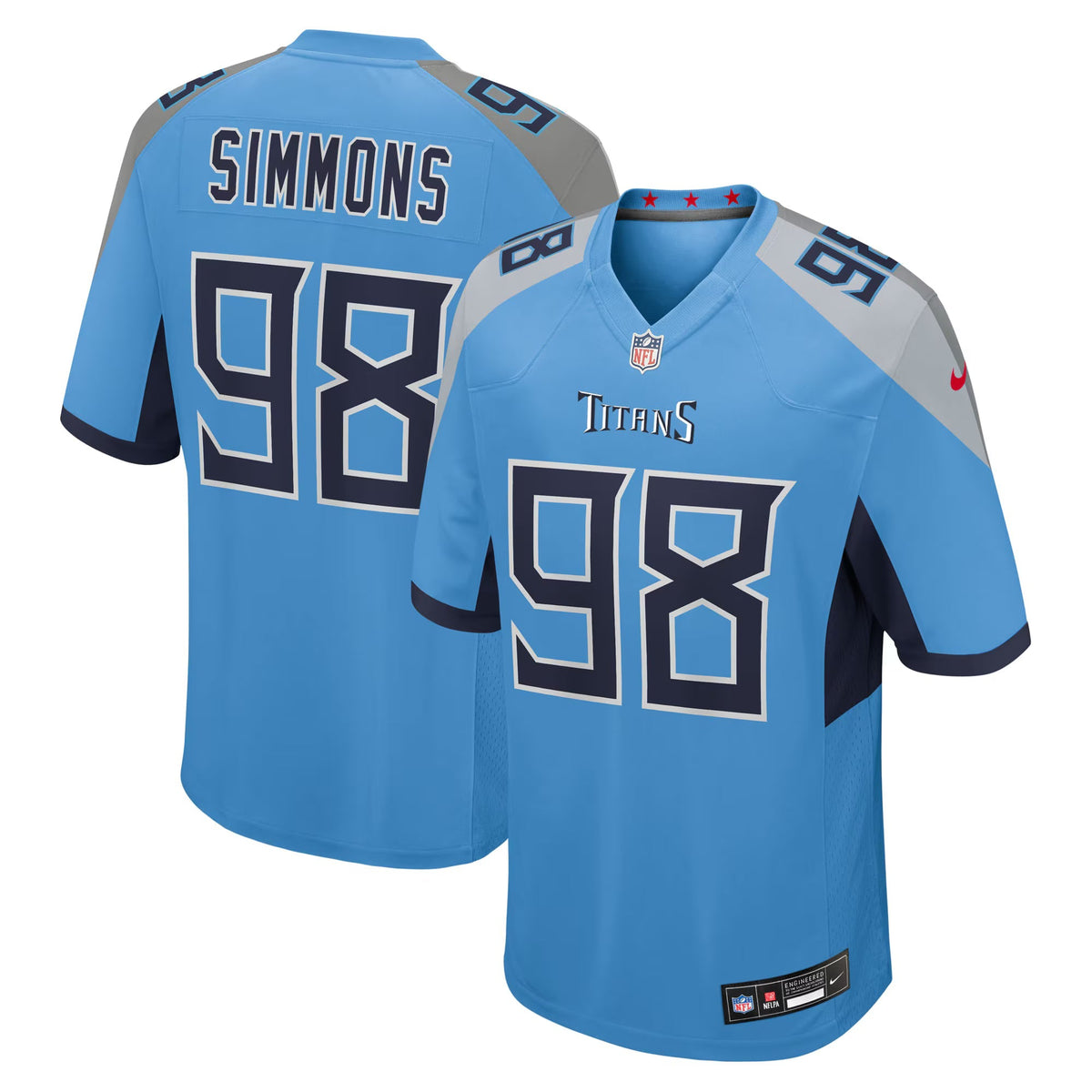 Tennessee Titans Jeffery Simmons Light Blue Team Game Jersey