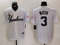 Men's New York Yankees Babe Ruth White Replica Player Jersey1