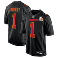 Men's Kansas City Chiefs Xavier Worthy #1 Carbon Black Super Bowl LIX Fashion Game Jersey1