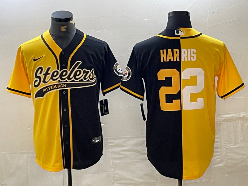 Men's Pittsburgh Steelers Najee Harris #22 Yellow/Black Game jersey Joint Edition
