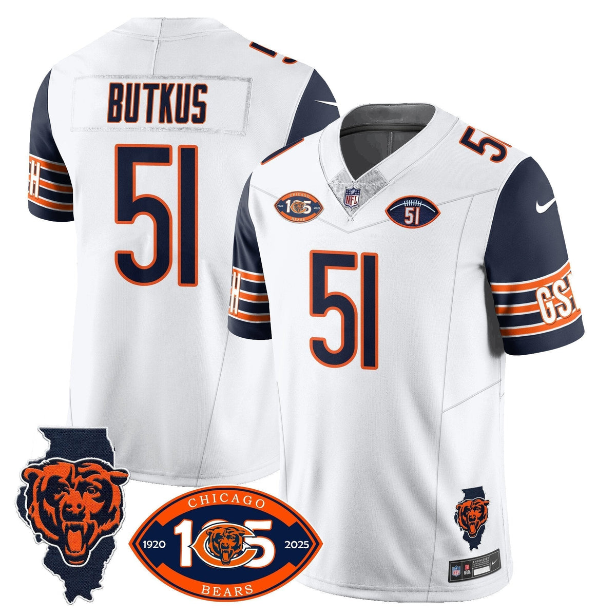 Men Chicago Bears 1920-2025 The Chicago Bears Vapor Limited Jersey All Stitched