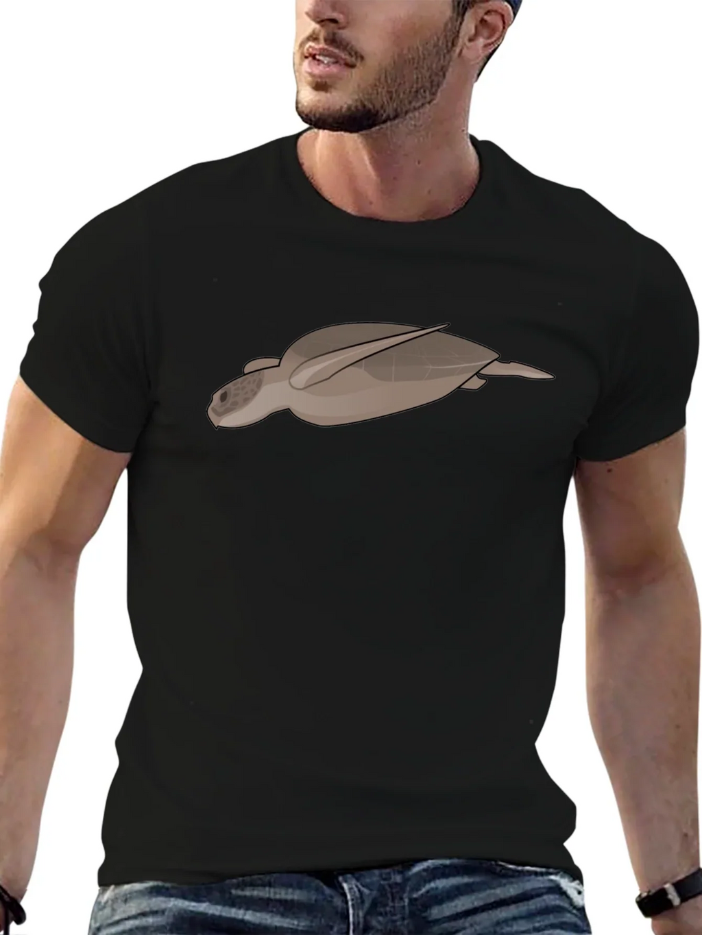 Sea Turtle Graphic Tee - Black Casual T-Shirt