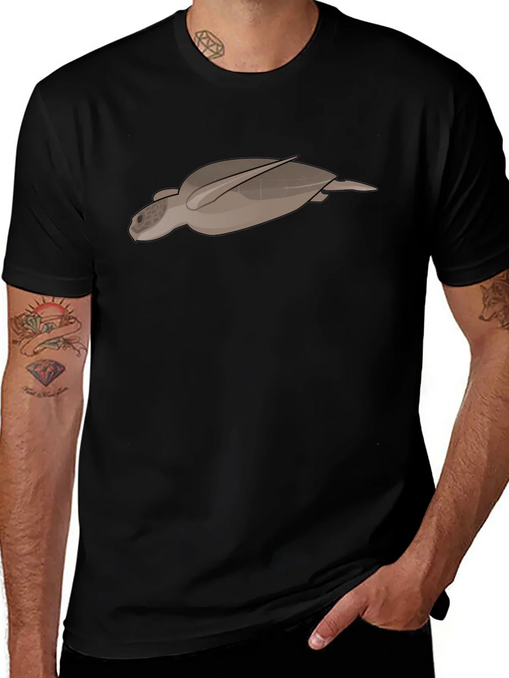 Sea Turtle Graphic Tee - Black Casual T-Shirt