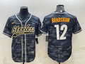 Men's Pittsburgh Steelers Terry Bradshaw #12 Gray Camouflage Game jersey