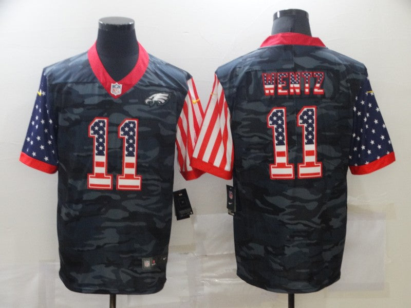 Men's Philadelphia Eagles Carson Wentz #11 Grey Camouflage Game Player jersey