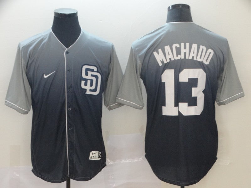 Men's San Diego Padres Manny Machado #13 Grey White Gradient Stitched jersey