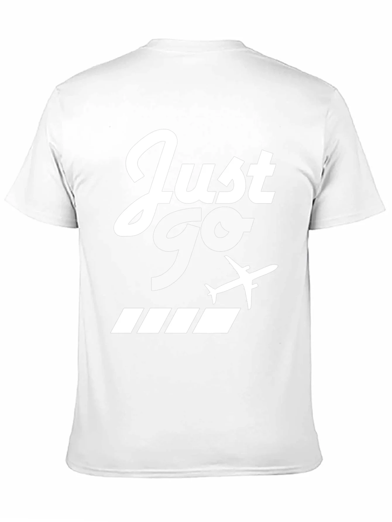 Just Go Airplane Graphic Tee - Black Cotton T-Shirt