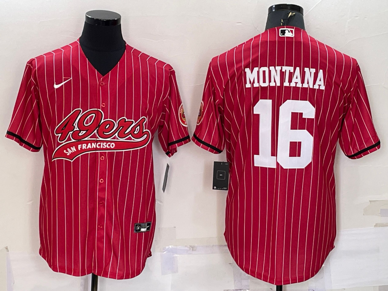 Men's San Francisco 49ers Joe Montana #16 Red Player jersey Joint Edition