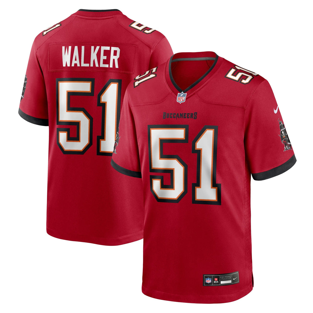 Tampa Bay Buccaneers David Walker Red Team Game Jersey