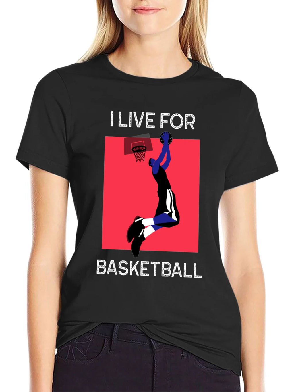 I Live For Basketball Black Graphic Tee