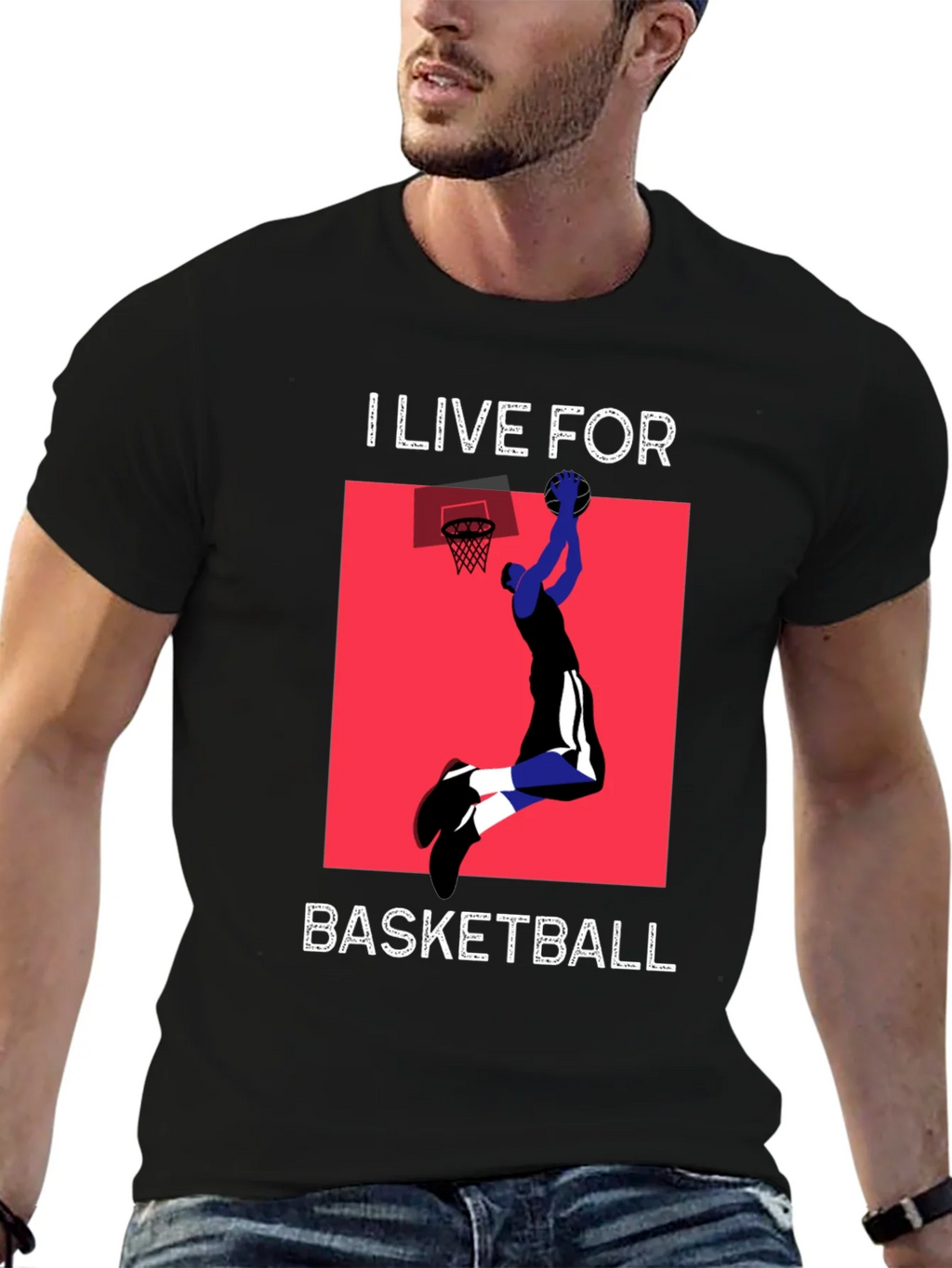 I Live For Basketball Black Graphic Tee