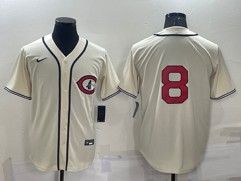 Men's Chicago Cubs Ian Happ #8 Cream Player Name jersey