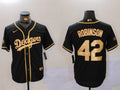 Men's Los Angeles Dodgers Jackie Robinson #42 Black Replica Player Jersey1
