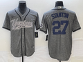 Men's New York Yankees Giancarlo Stanton #27 Gray Game jersey Joint Edition