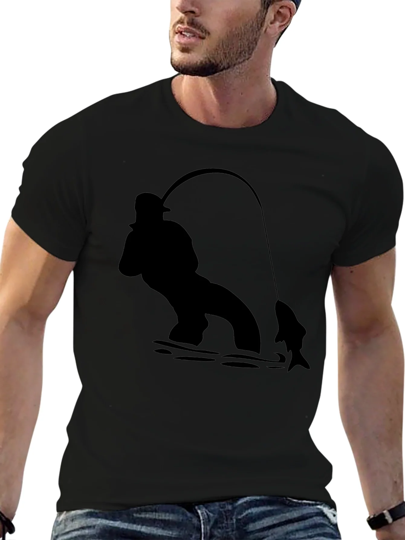 Fisherman Graphic Black T-Shirt