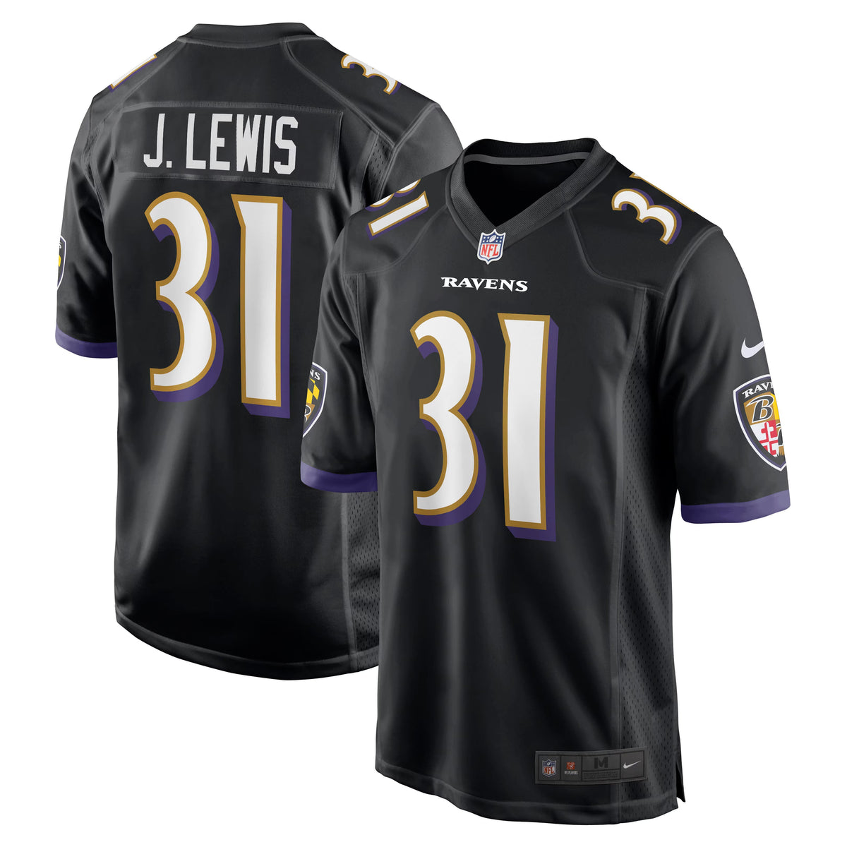 Baltimore Ravens Jamal Lewis Black Retired Player Alternate Game Jersey
