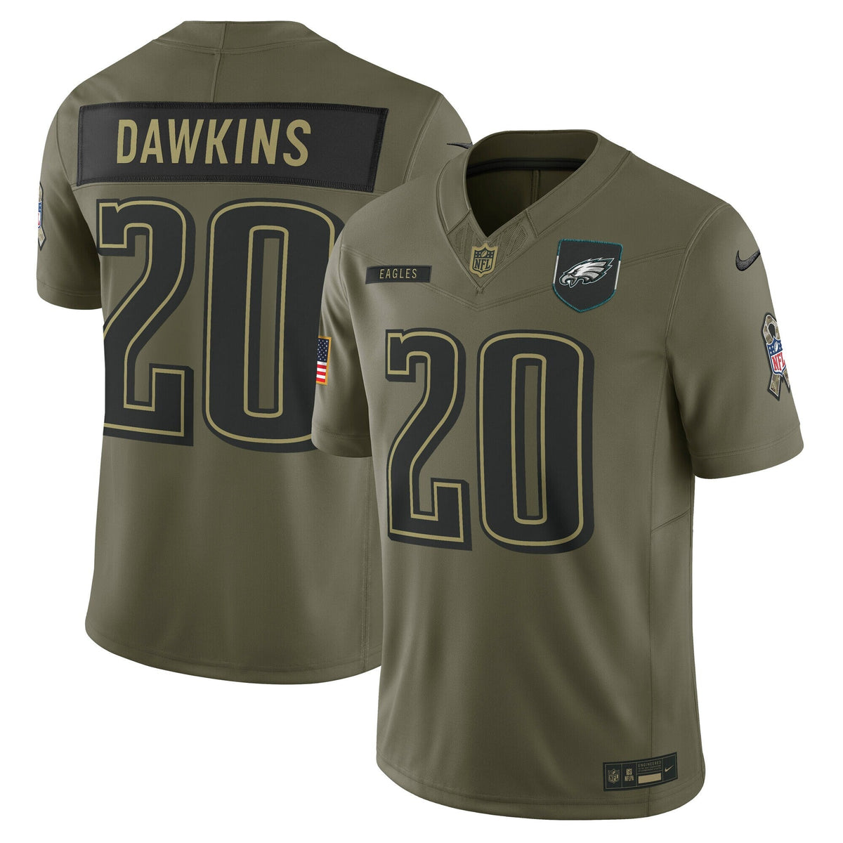 Philadelphia Eagles Brian Dawkins Olive 2025 Salute to Service Retired Limited Jersey