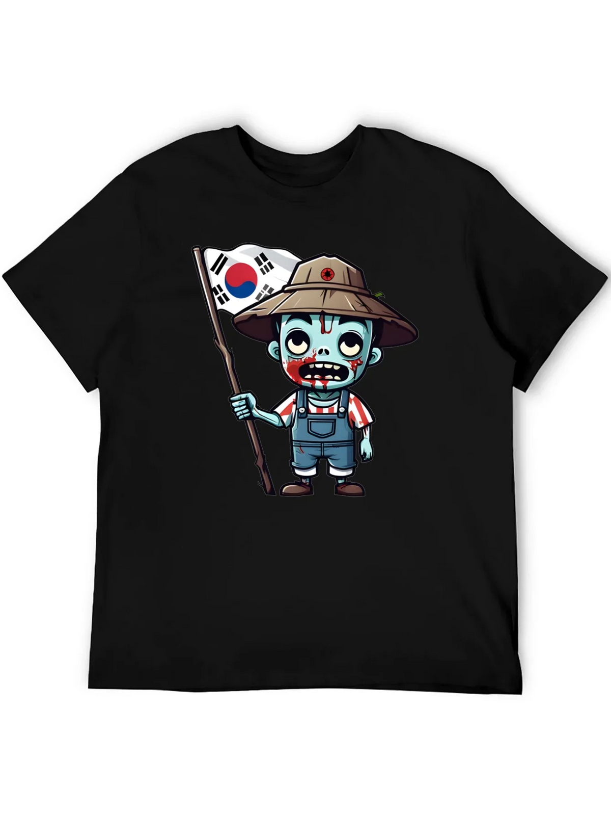 Zombie South Korea Flag Graphic T-Shirt