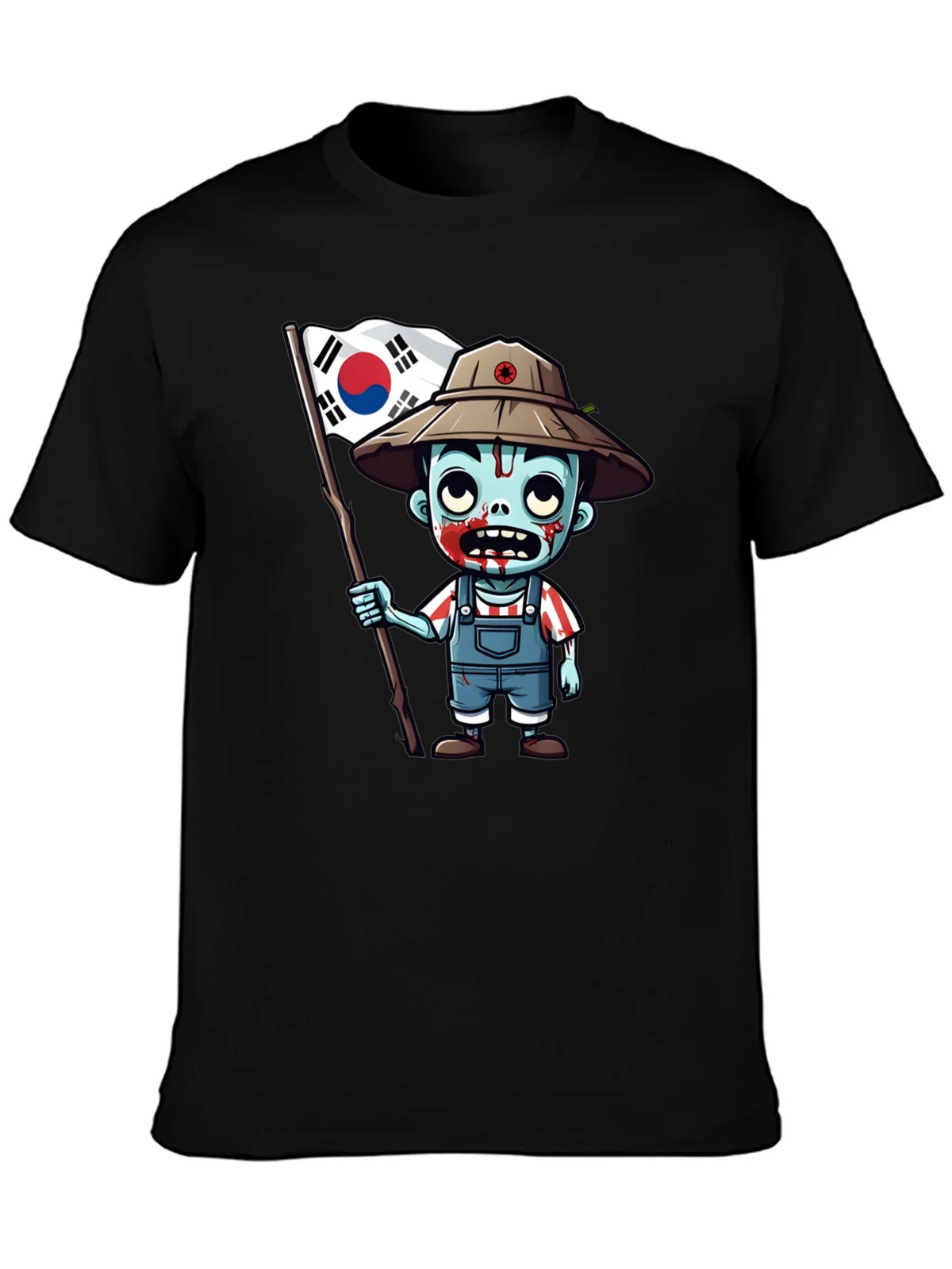 Zombie South Korea Flag Graphic T-Shirt