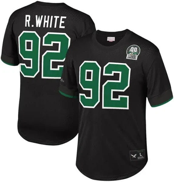 Men's Reggie White Black Philadelphia Eagles Retired Player Name Number Mesh Top