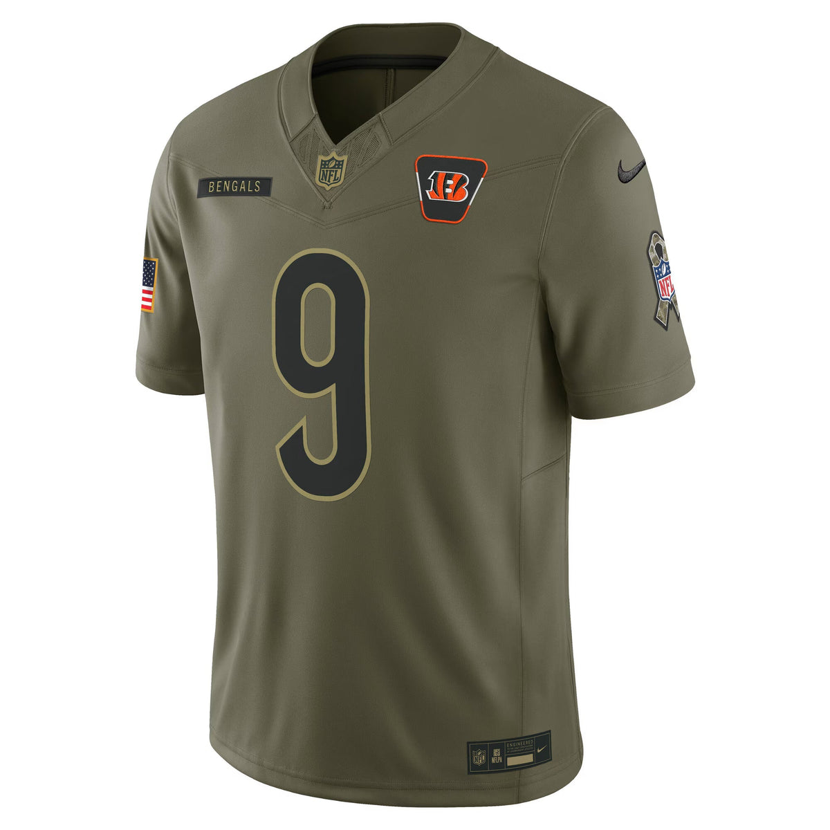 Cincinnati Bengals Joe Burrow Olive 2025 Salute to Service Limited Jersey