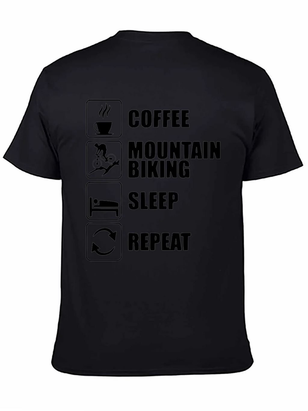 Coffee Mountain Biking Sleep Repeat Mens Black T-Shirt