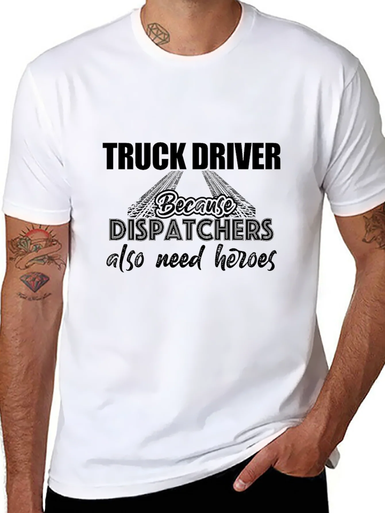 Truck Driver Heroes Black T-Shirt