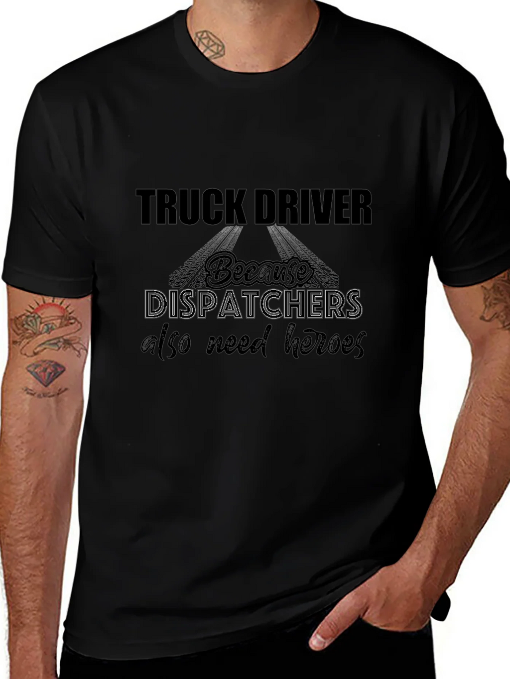 Truck Driver Heroes Black T-Shirt