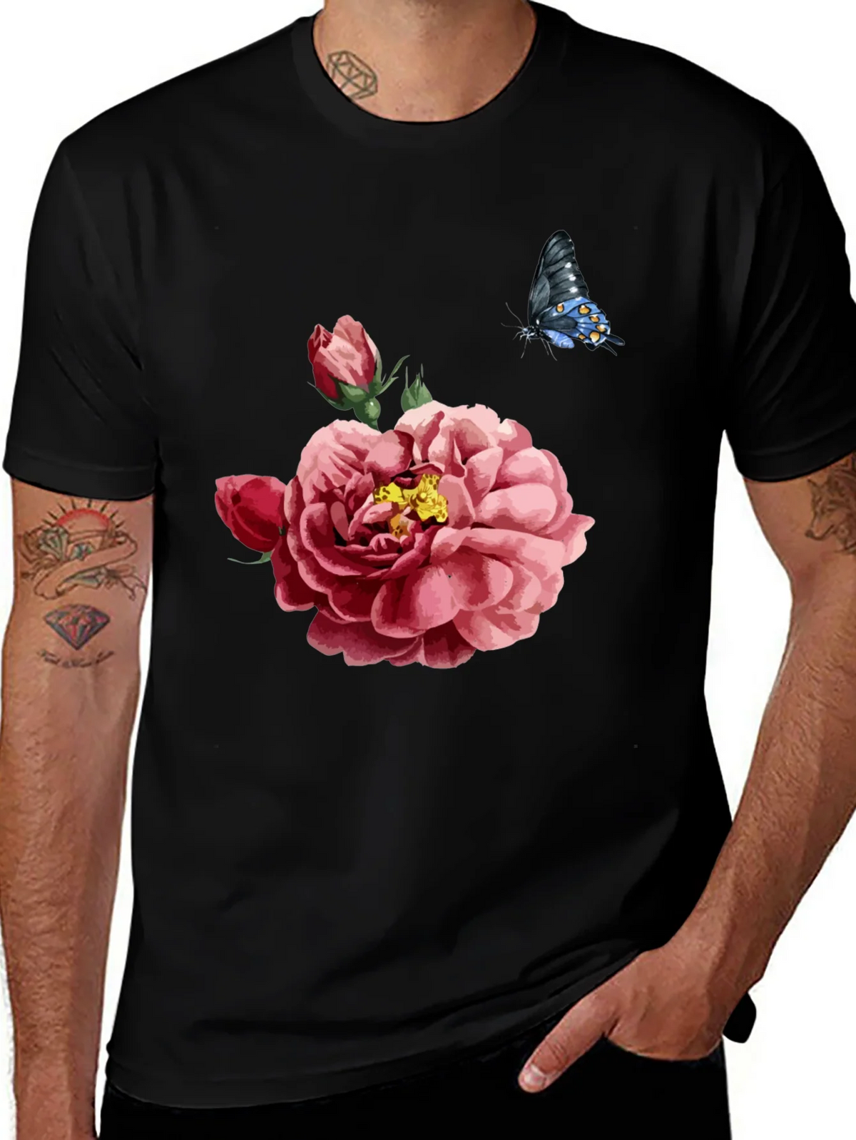 Floral Butterfly Graphic Tee - Soft Cotton Comfort