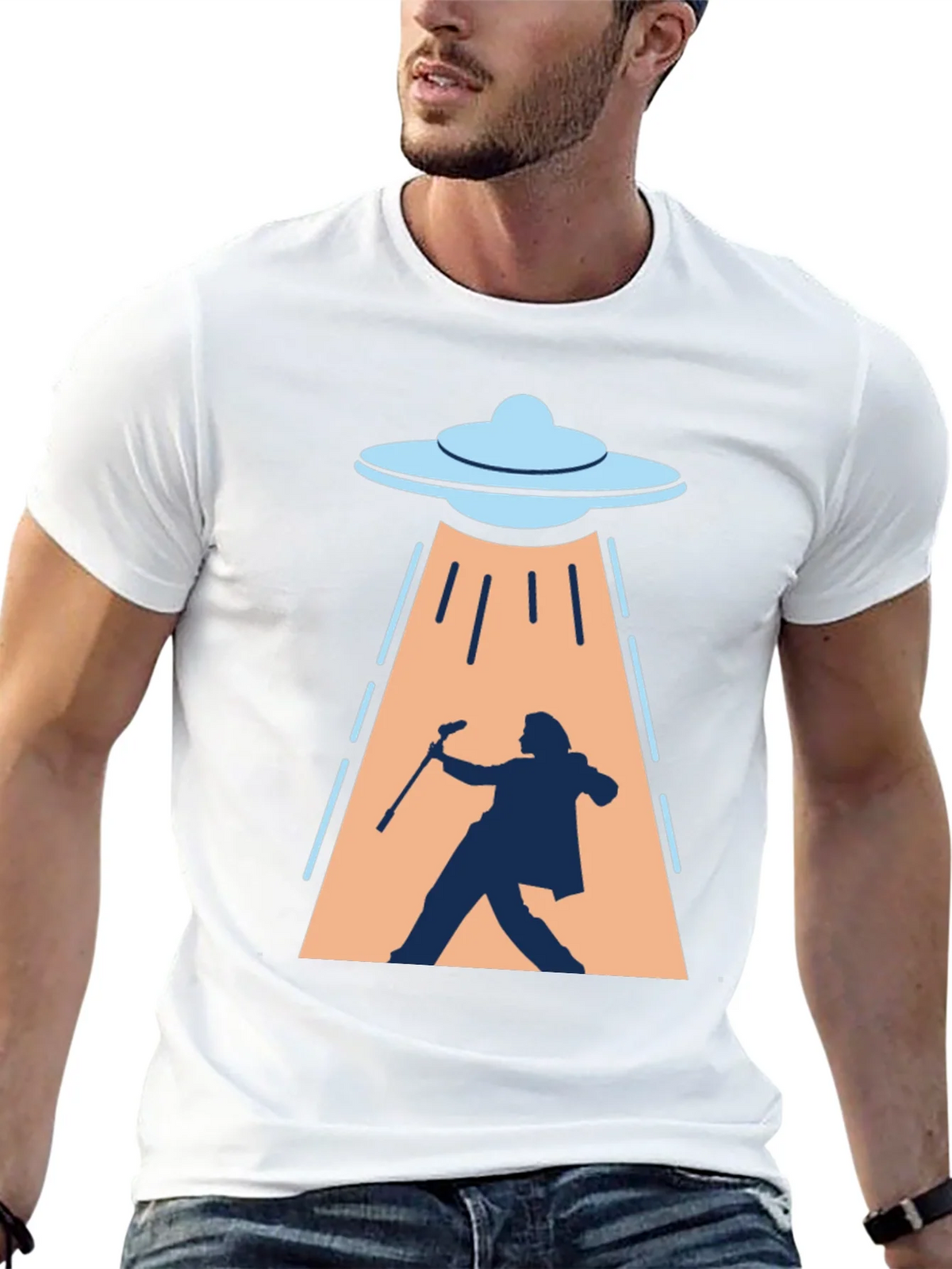 UFO Abduction T-Shirt: Silhouette Design