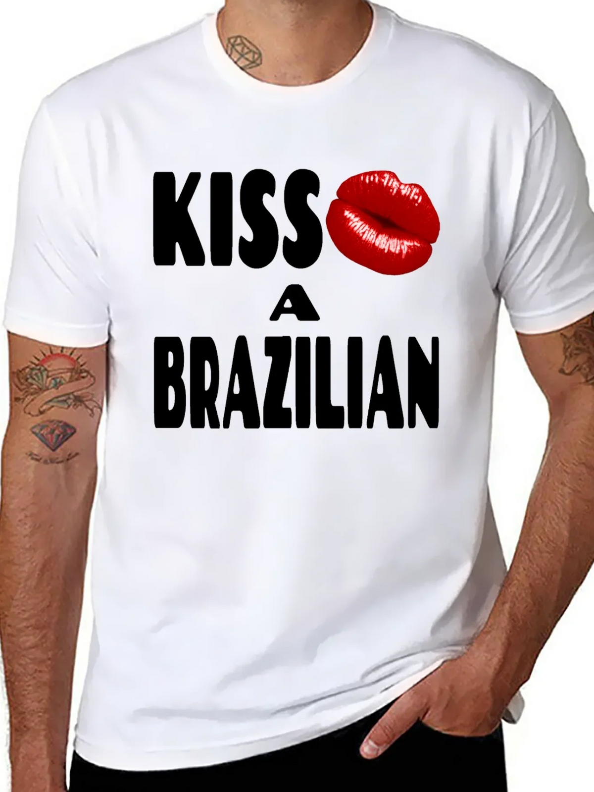 Kiss A Brazilian T-Shirt - Fun Novelty Graphic Tee