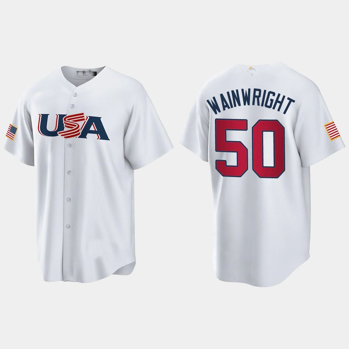 ADAM WAINWRIGHT ST. LOUIS CARDINALS 2023 WORLD BASEBALL CLASSIC USA REPLICA JERSEYC WHITE Stitches Baseball Jerseys