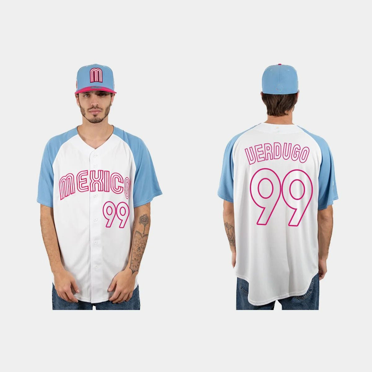 #99 ALEX VERDUGO MEXICO BASEBALL 2023 WORLD BASEBALL CLASSIC JERSEYC WHITE BLUE Stitches Baseball Jerseys
